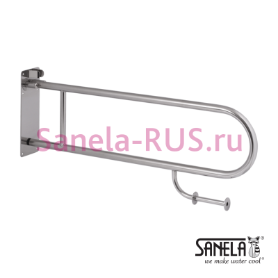 Нержавеющий откидной поручень с держателем туалетной бумаги SLZM 03SDXP арт: 39032 Sanela Чехия (фото, схема)