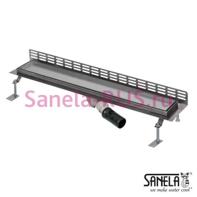 Нержавеющий водоотводящий желоб под плитку, к стене, 850мм SLKN 14 арт: 69140 Sanela Чехия (фото, схема)