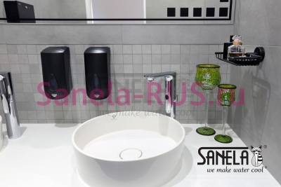 Дозатор жидкого мыла и гелиевой дезинфекции 1л пластик ABS SLDN 06N арт: 72061 Sanela Чехия (фото, схема)